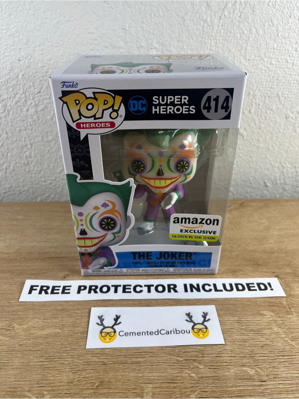 Dia De Los Muertos Joker Glow Funko Pop #414 Amazon Day Of The Dead DC NEAR MINT